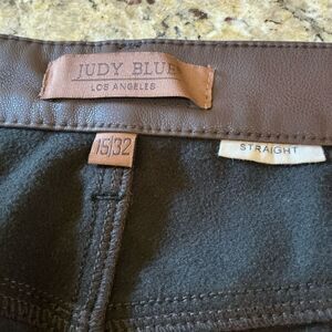 Judy Blue Black Faux Leather Denim Skinny Jeans straight size 15/32 Style JB8875